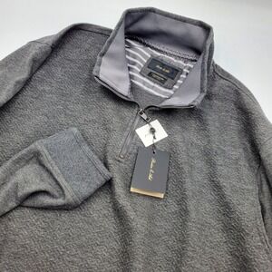 Porter & Ash Mens XXL Charcoal Grey 2-Tone Interlock Knit Quarter Zip Pullover